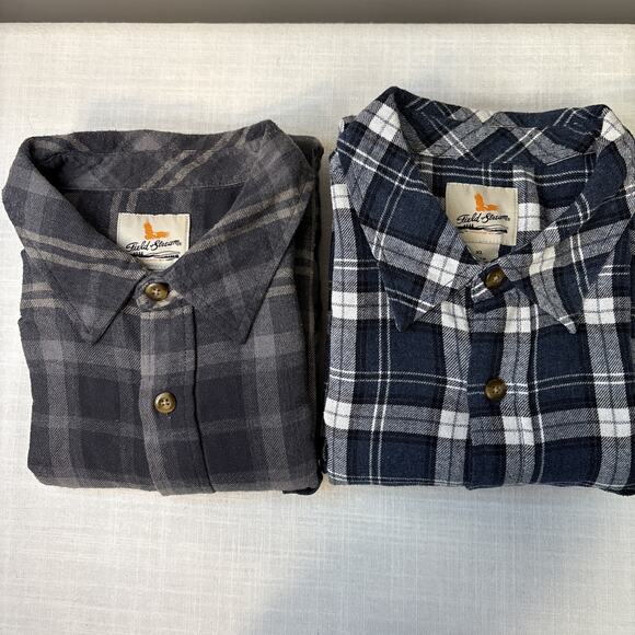 Field & Stream Plaid Men's XL Flannel Shirt Lot 2 Button Front Outdoors - Picture 12 of 13